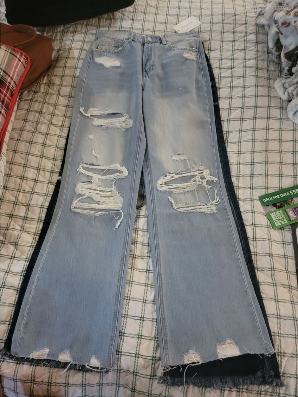 Flying Monkey Light Wash Distressed Wide-Leg Jeans